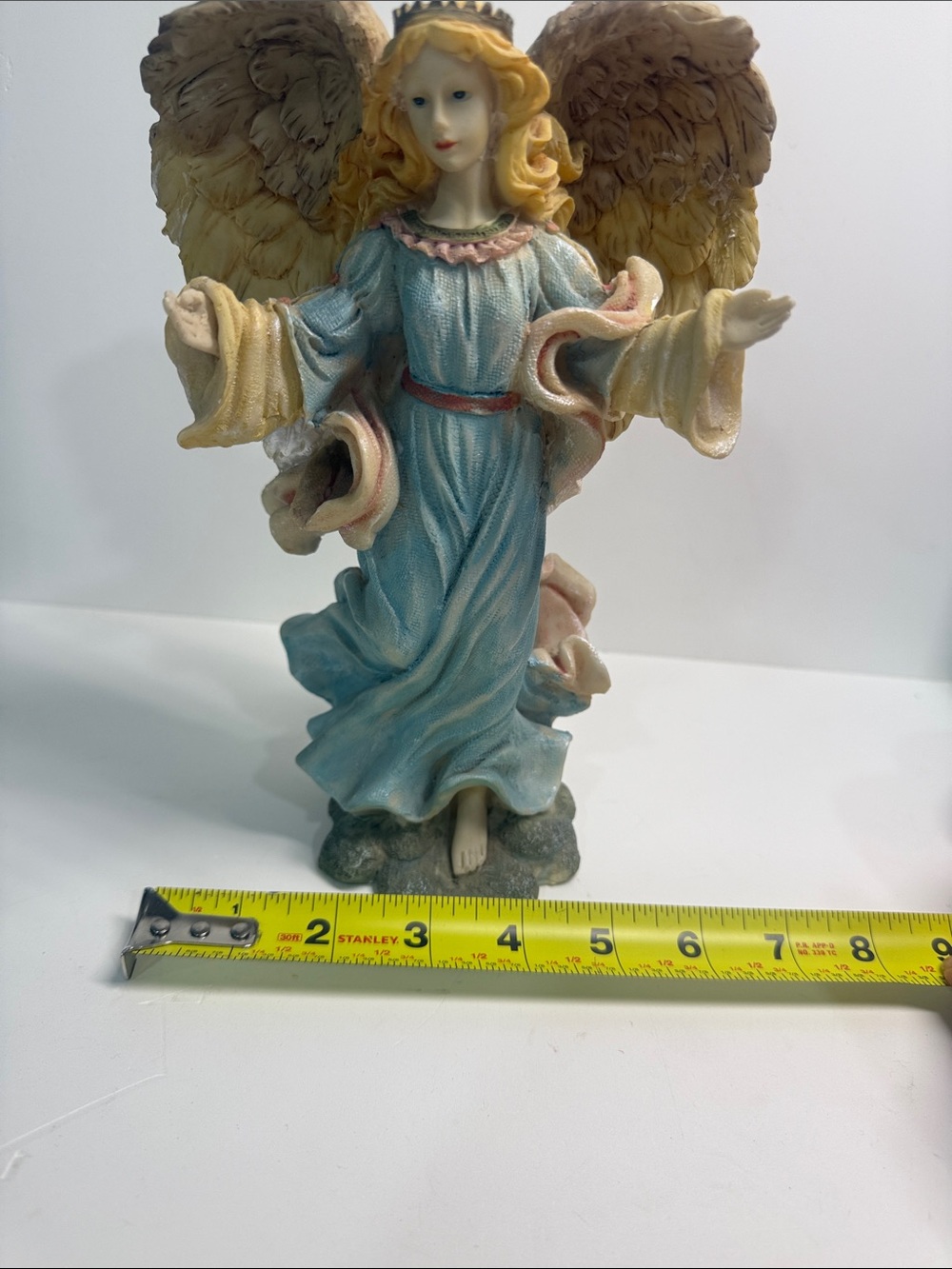 Decorative Angel Figurine in Blue and Cream - Home Art - Picture 7 of 7